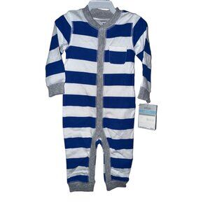 Carters 6M Baby Boy 3-Piece Velour Striped Hoodie & Footed Pants Set